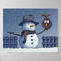 Snowman avec oiseau