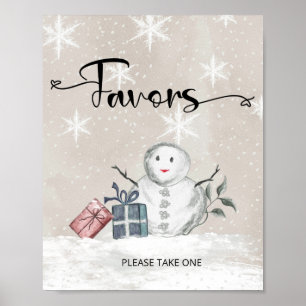 Poster Snowman baby shower Favors