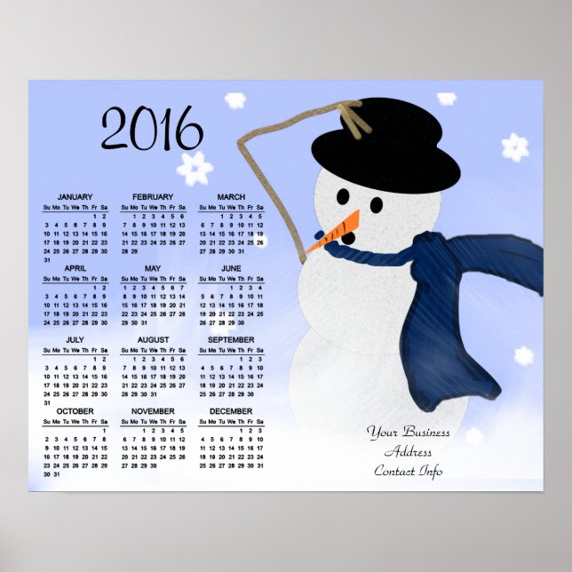 Poster Snowman dans l'éolien Promo d'affaires 2016 Calend (Devant)