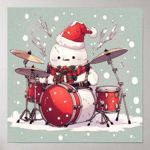 Poster Snowman Jouer aux tambours