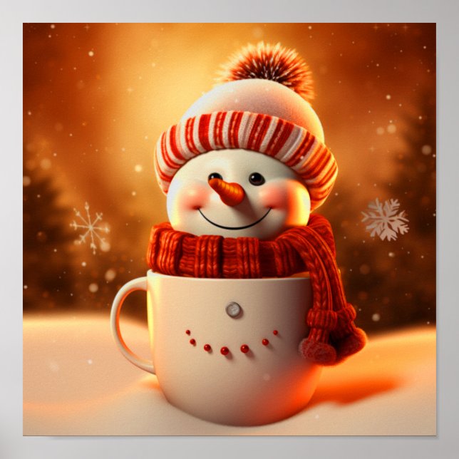 Poster Snowman mignon habillé (Devant)