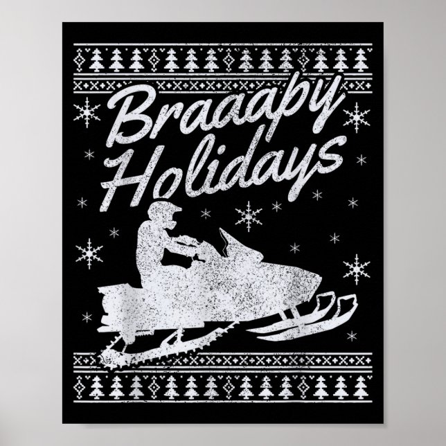 Poster Snowmobile Braapy Holidays Funny Braap Ugly Christ (Devant)