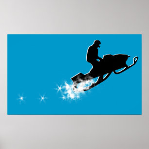 Poster snowmobile. traînée de poudre