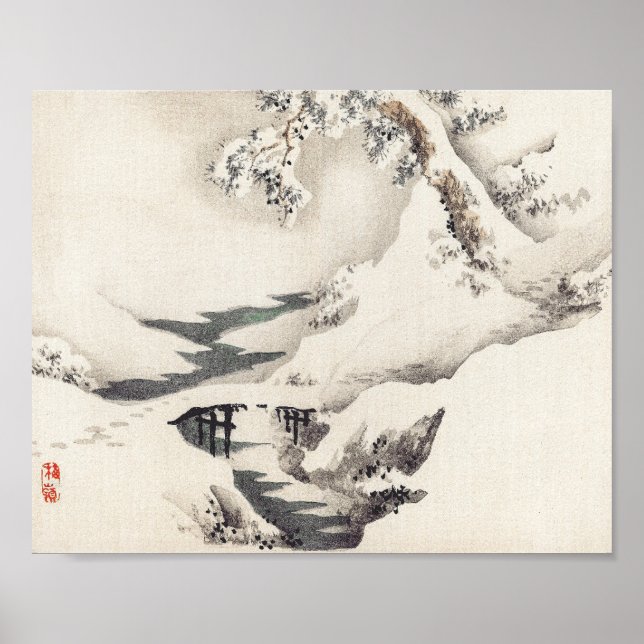 Poster Snowscape par Kōno Bairei (Devant)