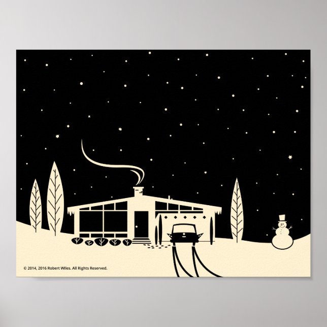 Poster Snowscene du milieu du siècle - Noir (Devant)