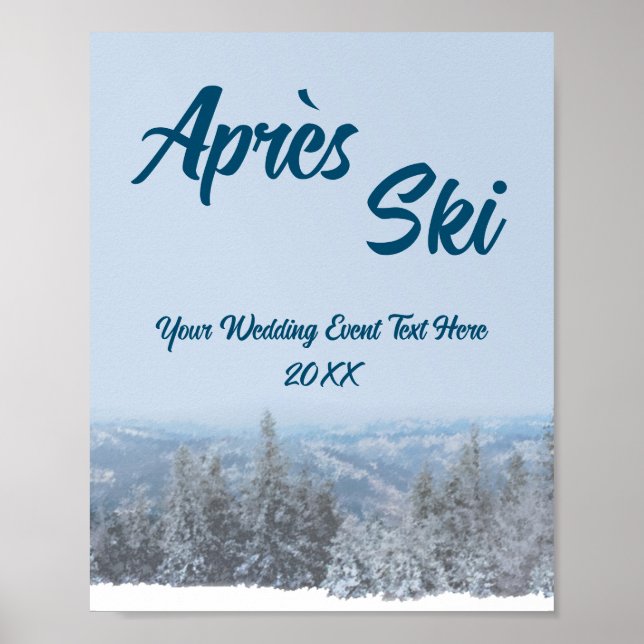 Poster Snowy Mountain Forest Apres Ski Mariage Event (Devant)