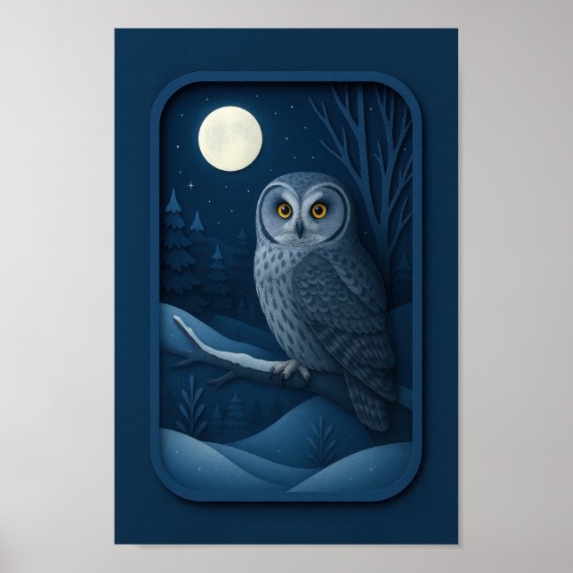 Poster Snowy Owl in Moonlight (Devant)