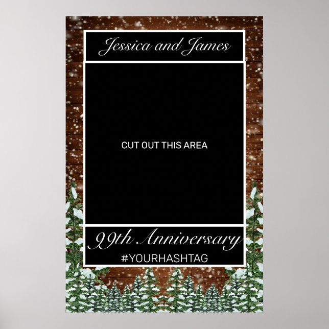 Poster Snowy Wood & Forest Country Anniversaire Photo Pro (Devant)