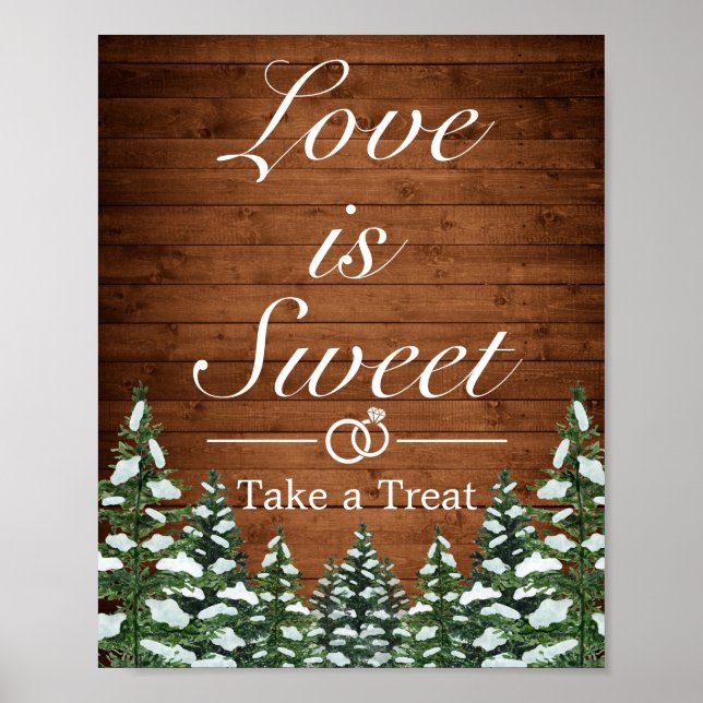 Poster Snowy Wood & Forest Mariage campagnard Symbole pré (Devant)