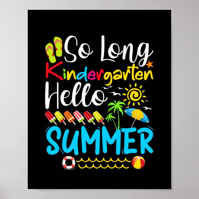 Poster So Long Kindergarten Hello Summer (Devant)