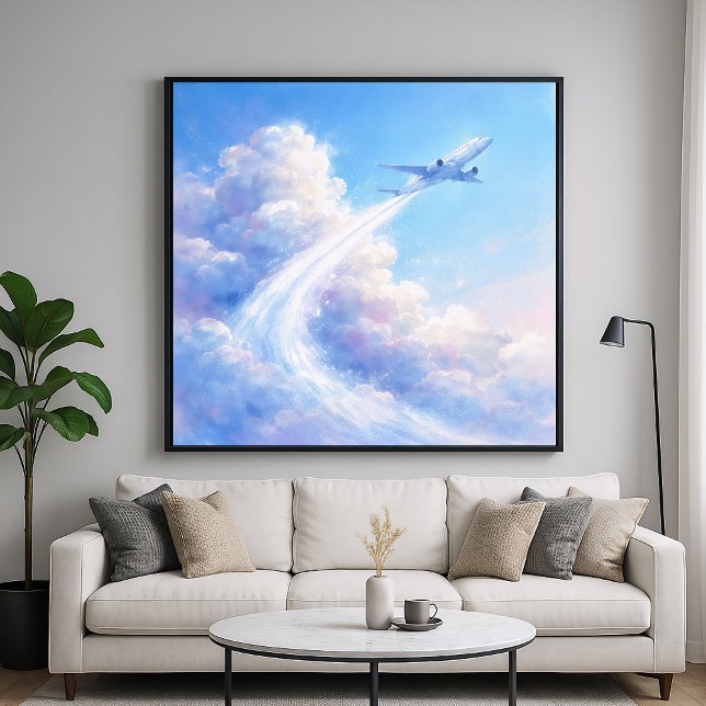 Poster Soaring Plane - Pastel Painting Style Art (Créateur téléchargé)