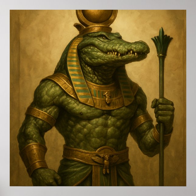 Poster Sobek - Crocodile égyptien Dieu Art (Devant)
