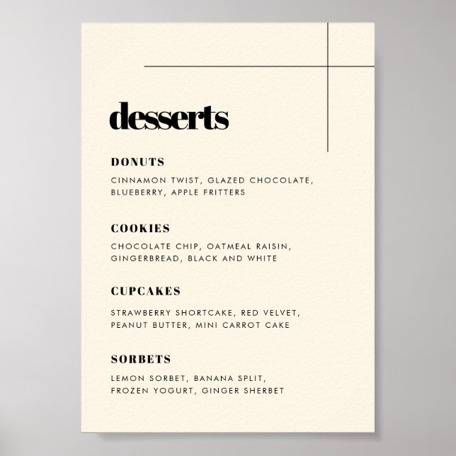 Poster Sobre élégant et chic mariage, panneau du Dessert  (Devant)