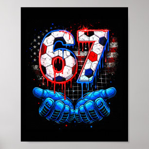 Poster Soccer 67 Six Seven 4 Juillet Rouge Blanc Bleu Dri