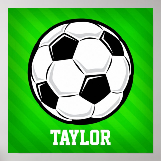 Poster Soccer Ball; Néon Green Stripes (Devant)