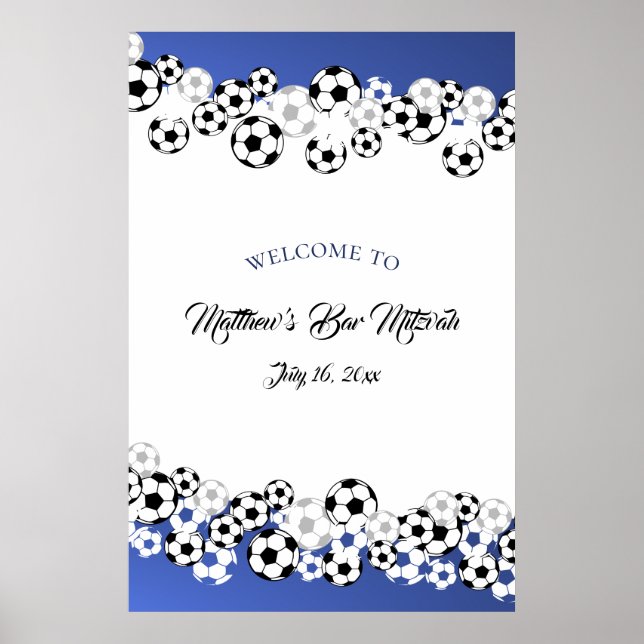 Poster Soccer Bar Mitzvah Bienvenue (Devant)