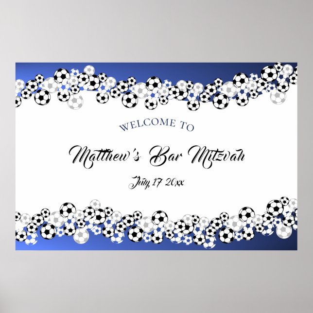 Poster Soccer Bar Mitzvah Bienvenue (Devant)