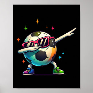 Poster Soccer Byll Dabbing Sungles Soccer Player Kids Boy