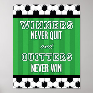 Poster Soccer Quote WINNERS NEVER QUIT Sign Print
