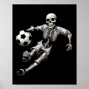 Poster Soccer Squelette Jouer Soccer Halloween Crâne Lov