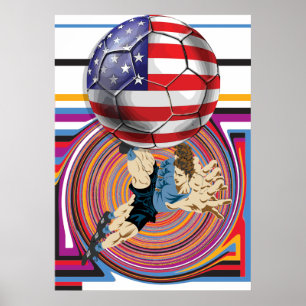 Poster Soccer USA 2014 America Soccer Team Drapeau