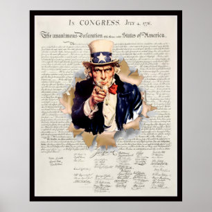 Poster Socialisme USA ~ Oncle Sam ~ Sur Mon Corps Mort! ~
