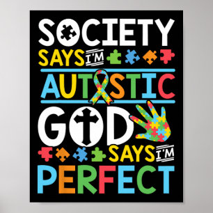 Poster Société Autisme Fils Enfant Fille Dieu dit que je 