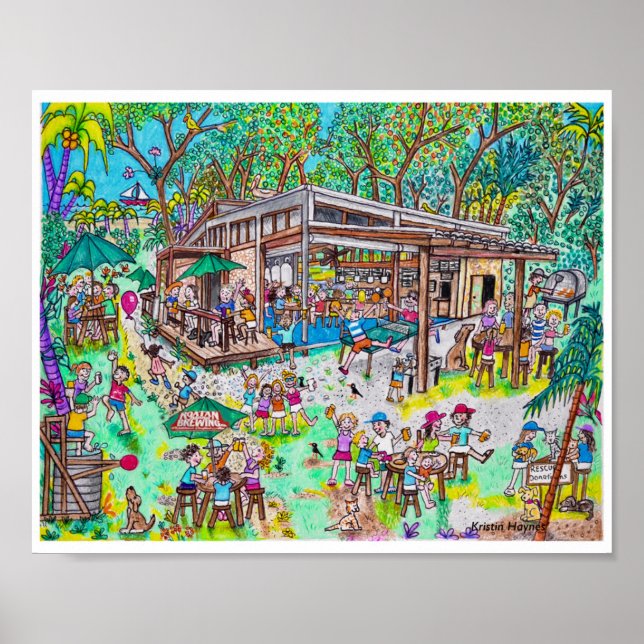 Poster Société de brassage de l'île Roatan avec frontière (Devant)