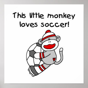 Poster Sock Monkey Loves Soccer T-shirts et cadeaux