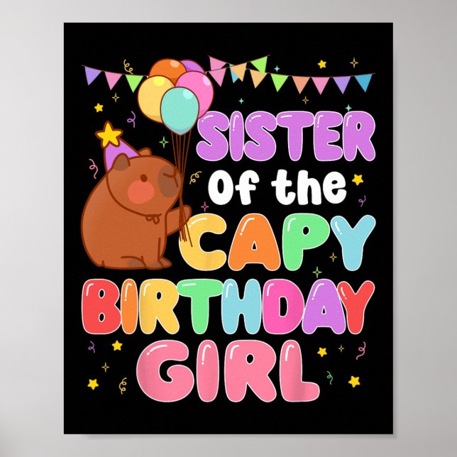 Poster Soeur De Capy Anniversaire Fille Capybara Famille  (Devant)