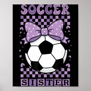 Poster Sœur de football cool balle mignonne violet coquet