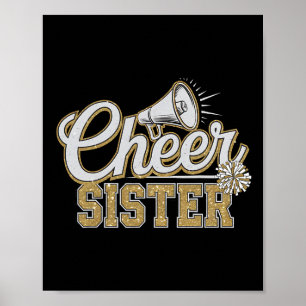 Poster Sœur de pom-pom girls mignonne noir or Cheerleader