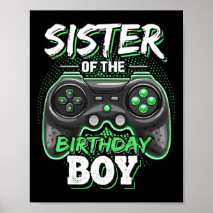 Poster Sœur du garçon d'anniversaire correspondant jeu vi