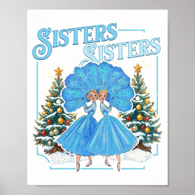 Poster Sœurs dévouées Noël blanc Joyeux Noël flocon de ne (Devant)