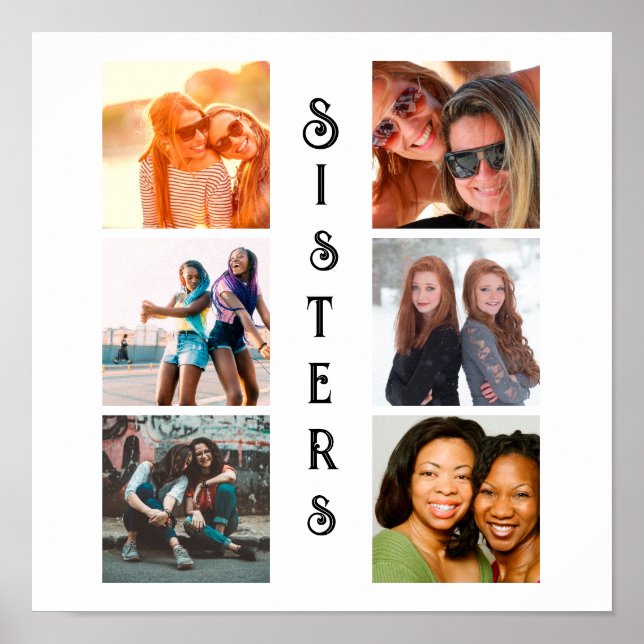 Poster Soeurs modernes personnalisées 6 Collage photo (Devant)