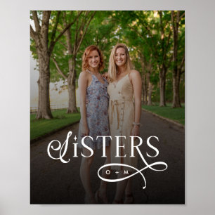 Poster Sœurs Photo Monogramme Personnalisé