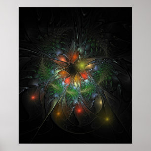 Poster Soft and tenderness fractal fantasy flowers 