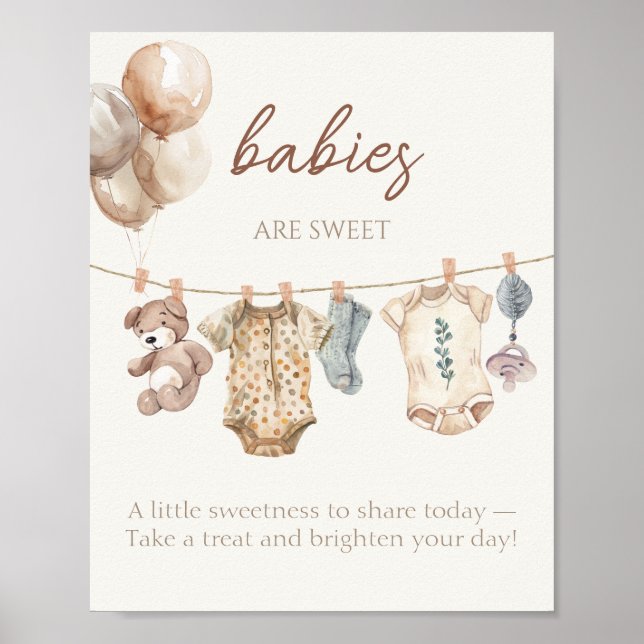 Poster Soft Boho Neutral Vêtements de bébé Les bébés sont (Devant)
