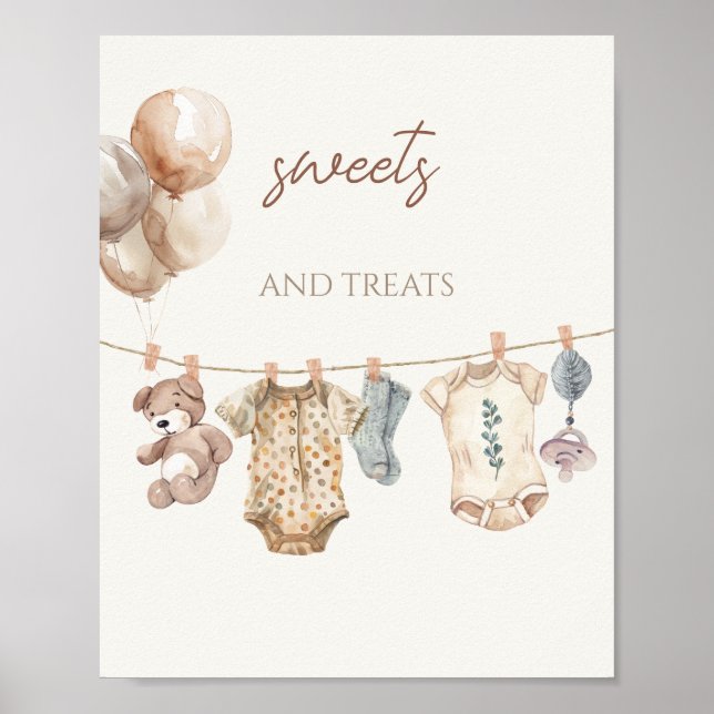 Poster Soft Boho Neutral Vêtements de bébé Sweets et Trai (Devant)
