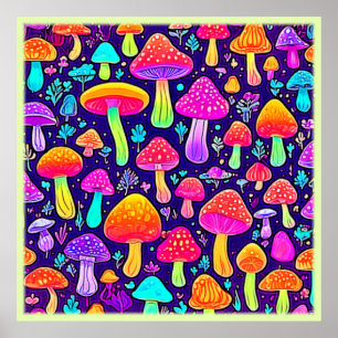 Poster Soft Neon : Patch pour champignon de dessin