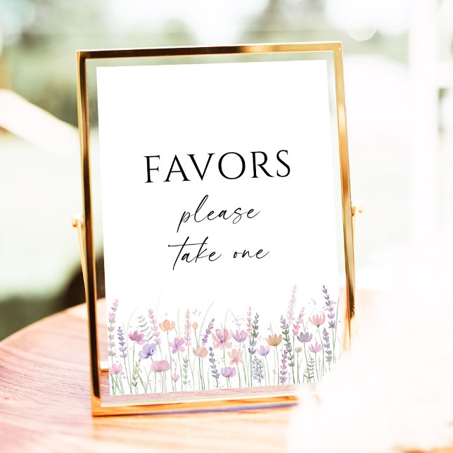 Poster Soft Pastel Floral Wildflower Wedding Favors Sign (Créateur téléchargé)