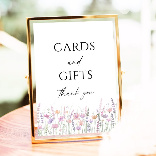 Poster Soft Pastel Wildflower Wedding Cards & Gifts Sign (Créateur téléchargé)
