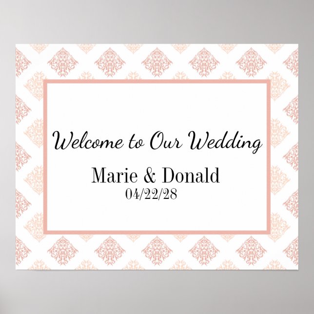 Poster Soft Peachy Blush Mariage damassé (Devant)