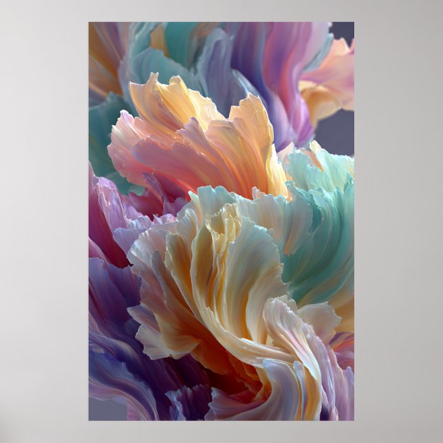 Poster Soft Rainbow Flower Waves – Dreamy Surreal Bloom (Devant)