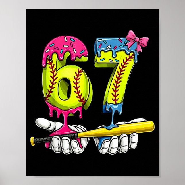 Poster Softball 67 Ice Cream Drip Six Seven Boys Funny Me (Devant)