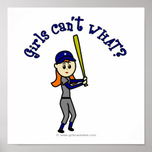 Poster Softball des filles bleu clair