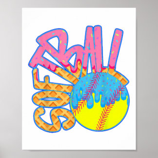 Poster Softball Drip Pour Garçons Ice Cream Drip Jeunes G