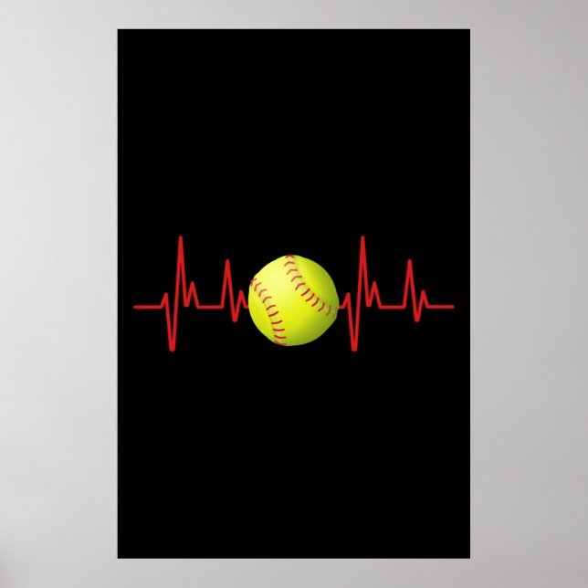 Poster Softball Heartbeat EKG (Devant)