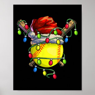 Poster Softball Noël Noël Lumières Noël Softball