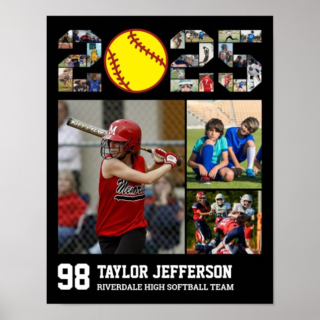 Poster Softball Team Senior Class of 2025 Photo Collage (Devant)